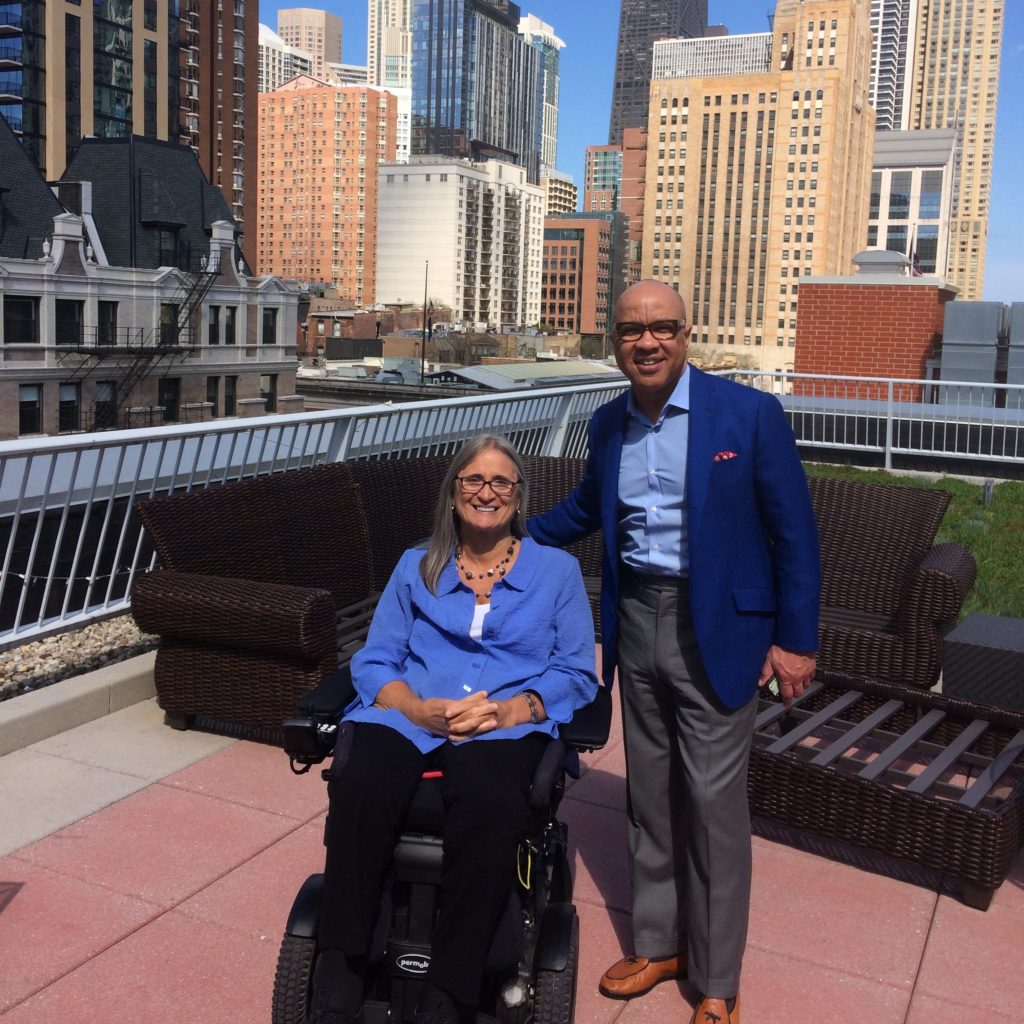 Access Living CEO Marca Bristo with President of the Ford Foundation Darren Walker