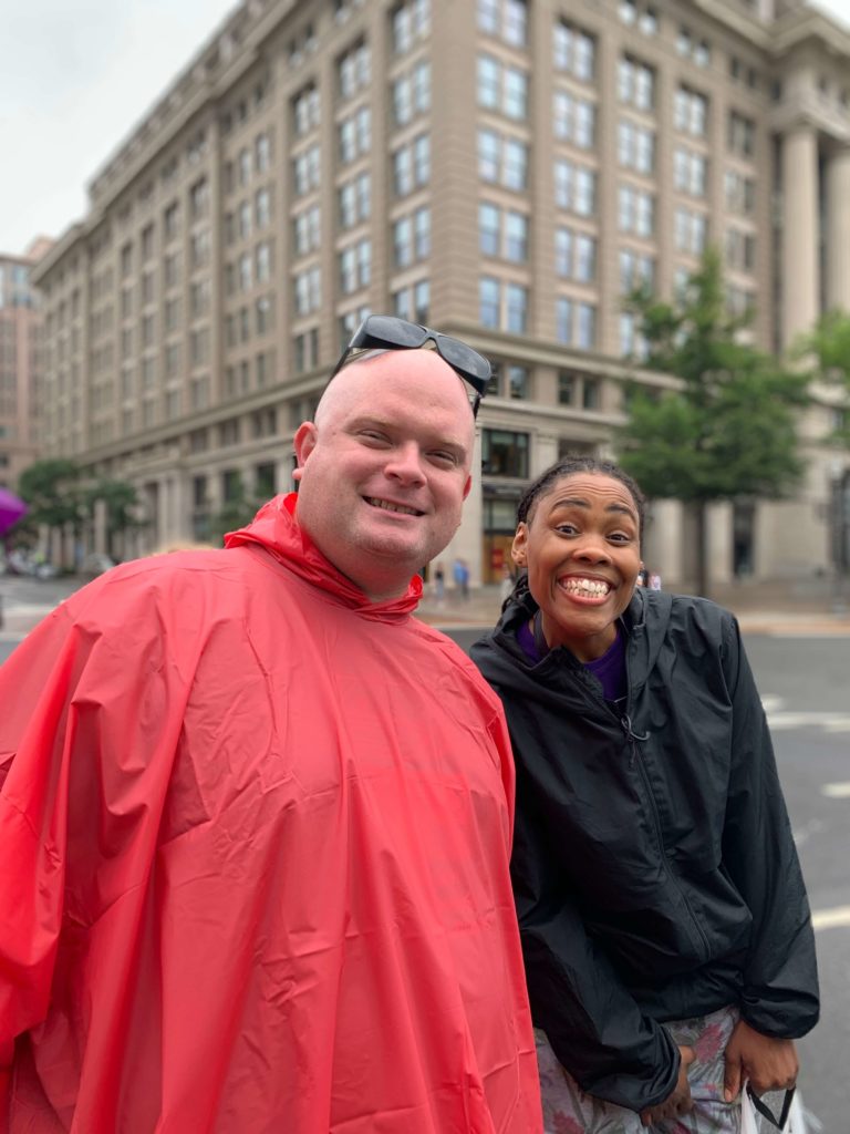 Beverly Chick and Tim Pagani at a disability march.