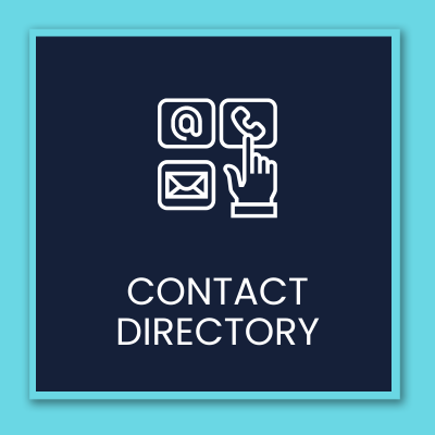 A white icon that indicates different types of communication options. At bottom text reads, "CONTACT DIRECTORY"